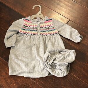 Carter's Gray Knit Dress with Multicolor Pattern